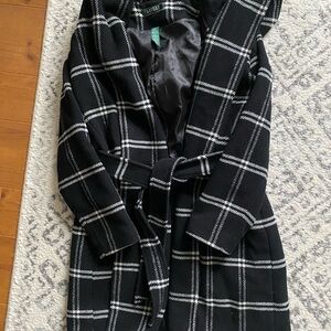 Ralph Lauren black plaid wrap pea coat